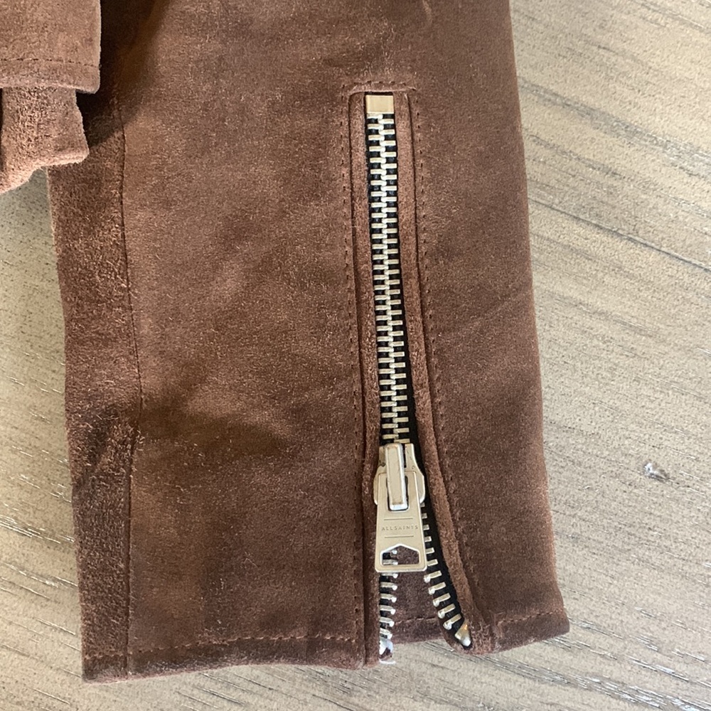 All Saints Brown Suede Moto Jacket - Picture 5 of 12
